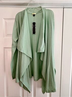 Dana Buchman Women's Open Front Cardigan Sweater. Mint Green. Size XL. NWT.